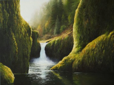 Painting titled "Punch Bowl Falls" by Jacek Paweł Siedlec, Original Artwork, Oil