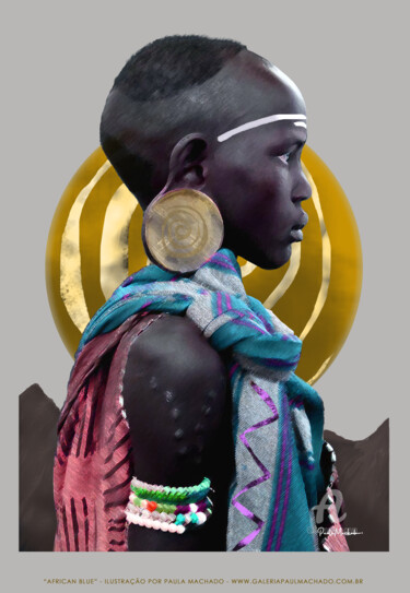 African Blue Digitale Künste mit dem Titel "African Blue" von Paula Machado, Original-Kunstwerk, Digitale Malerei