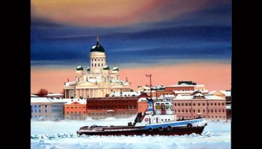 Painting titled "Helsinki" by Didier Derre, Original Artwork, Oil