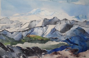 grand massif bleu Коллажи под названием "grand massif bleu" - Raymond Guibert, Подлинное произведение искусства, Акрил Установлен на Подрамник