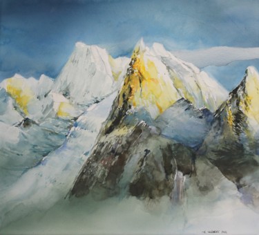 40 x 40 /5/21 Peinture intitulée "40 x 40 /5/21" par Raymond Guibert, Œuvre d'art originale, Aquarelle Monté sur Châssis