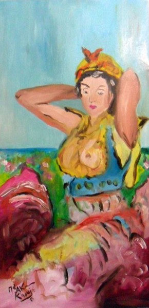 Malerei mit dem Titel "femme" von Mohamed  Akram Khouja, Original-Kunstwerk, Öl