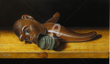 绘画 标题为“« Monnaie de singe »” 由Galerie De  Parrhasios, 原创艺术品, 油 安装在木质担架架上