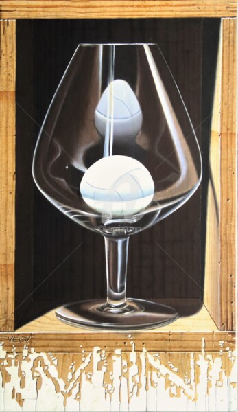 Картина под названием "« Ballon de blanc »" - Galerie De  Parrhasios, Подлинное произведение искусства, Масло Установлен на…