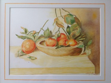 Peinture intitulée "Coupe d'oranges" par Retfu, Œuvre d'art originale, Aquarelle