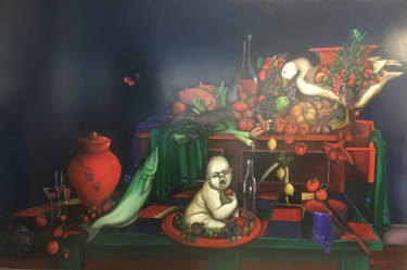 Peinture intitulée "nature-morte" par Thierry Ligismond, Œuvre d'art originale