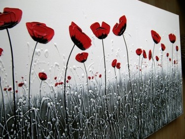 Painting titled "Autumn Poppies" by Zineb Ait Addi, Original Artwork, Oil