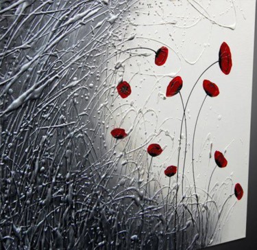 Painting titled "Beloved Poppies" by Zineb Ait Addi, Original Artwork, Oil