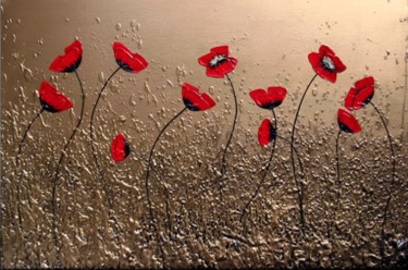 Painting titled "Vibrant Poppies" by Zineb Ait Addi, Original Artwork, Oil