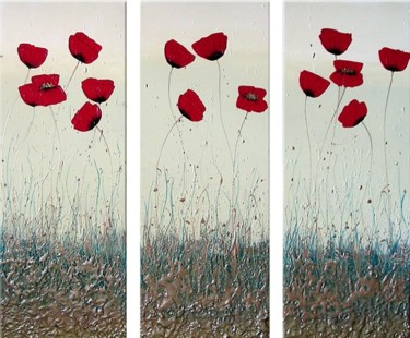 Painting titled "Tranquil Poppies" by Zineb Ait Addi, Original Artwork, Oil