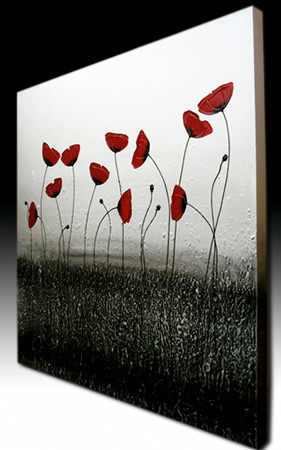 Painting titled "Worth Poppies" by Zineb Ait Addi, Original Artwork, Oil