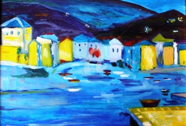 Painting titled "Port de Corse" by Arlette Flécher, Original Artwork