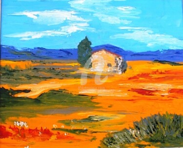 Peinture intitulée "Près de Manosque" par Arlette Flécher, Œuvre d'art originale, Huile