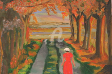 Painting titled "Automne en Provence" by Arlette Flécher, Original Artwork, Oil