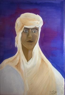 Peinture intitulée "L'homme du desert" par Moahemed Boukhrisse, Œuvre d'art originale, Huile