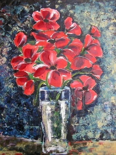 Painting titled "sombres coquelicots" by Jador, Original Artwork