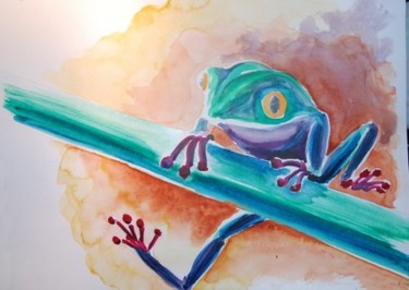 Painting titled "grenouille maladroi…" by Jador, Original Artwork