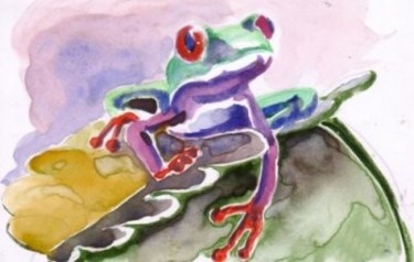 Peinture intitulée "petite grenouille" par Jador, Œuvre d'art originale