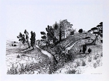 Drawing titled "Chemin imaginaire" by Jean Kerinvel, Original Artwork, Other