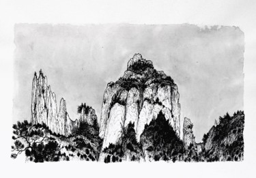 Dessin intitulée "Paysage imaginaire 2" par Jean Kerinvel, Œuvre d'art originale, Autre