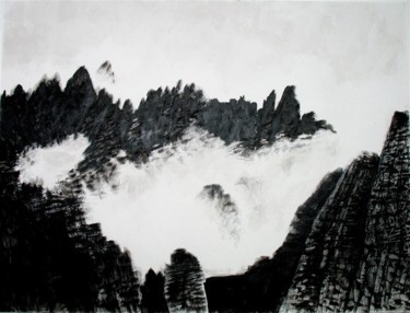 Dessin intitulée "Montagnes jaunes" par Jean Kerinvel, Œuvre d'art originale, Autre