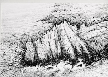 Dessin intitulée "Les roches pensives…" par Jean Kerinvel, Œuvre d'art originale, Autre