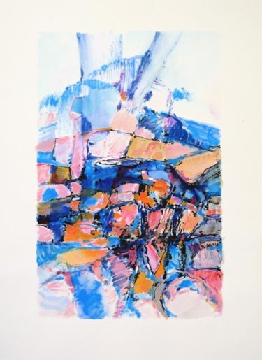 Dessin intitulée "En rouge et en bleu" par Jean Kerinvel, Œuvre d'art originale, Autre