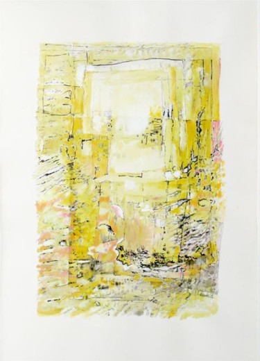 Dessin intitulée "Ouverture en jaune" par Jean Kerinvel, Œuvre d'art originale, Autre