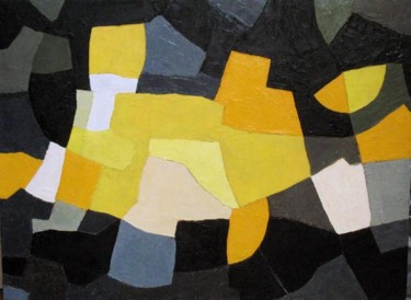 Painting titled "En noir et jaune" by Jean Kerinvel, Original Artwork, Oil
