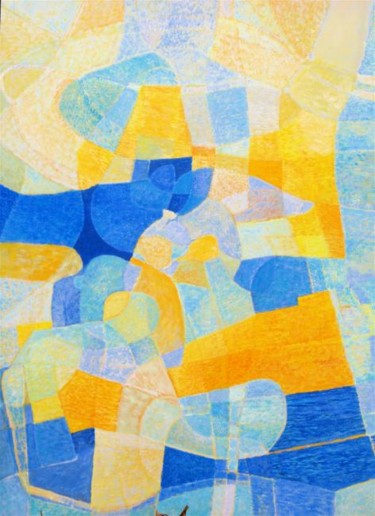 Peinture intitulée "Soleil eau n°3" par Jean Kerinvel, Œuvre d'art originale, Huile