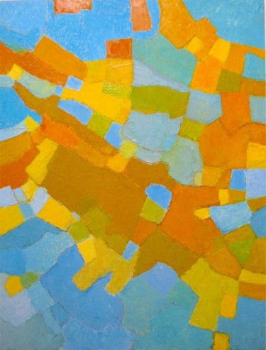 Peinture intitulée "Terre eau soleil" par Jean Kerinvel, Œuvre d'art originale, Huile