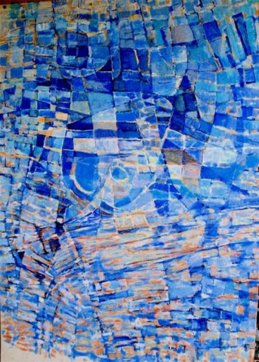 Peinture intitulée "Chateau bleu 1" par Jean Kerinvel, Œuvre d'art originale, Huile