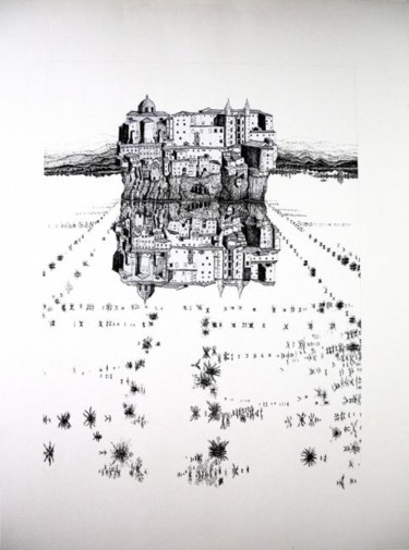 Drawing titled "Palais imaginaire" by Jean Kerinvel, Original Artwork, Other