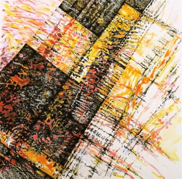 Dessin intitulée "<en diagonale jaune…" par Jean Kerinvel, Œuvre d'art originale, Autre