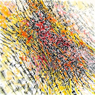 Dessin intitulée "Racines jaune rouge" par Jean Kerinvel, Œuvre d'art originale, Autre