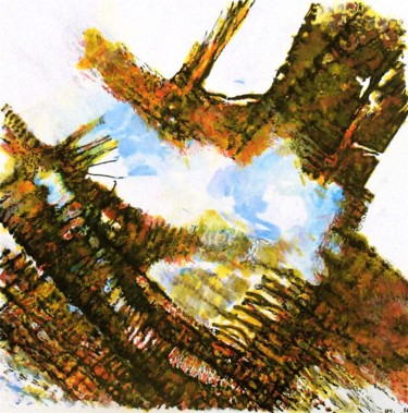 Dessin intitulée "Raciines et ciel" par Jean Kerinvel, Œuvre d'art originale, Autre