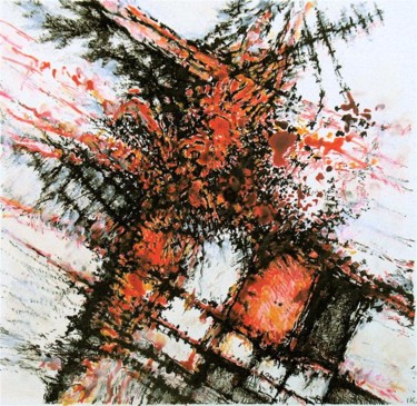 Dessin intitulée "Réseau rouge 1" par Jean Kerinvel, Œuvre d'art originale, Autre