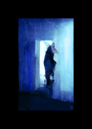 Arts numériques intitulée "Apparition bleue" par Mhm, Œuvre d'art originale, Peinture numérique