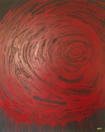 Painting titled "BLACK AND RED TORNA…" by Chris Roro, Original Artwork, Oil