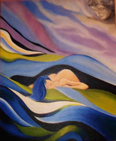 Peinture intitulée "Rêves en bleu" par Sylviane Schmitt, Œuvre d'art originale