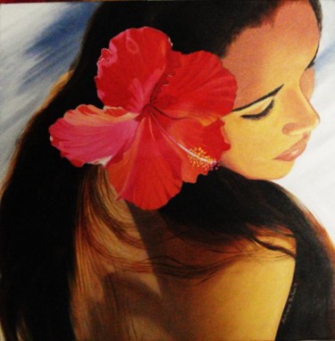 Peinture intitulée "Fleur des Iles" par Sylviane Schmitt, Œuvre d'art originale