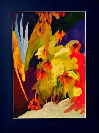 Painting titled "Осень на клумбе 1" by Galina Gonharova, Original Artwork, Gouache