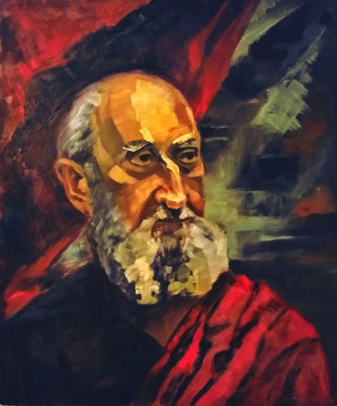Painting titled "Портрет старика" by Galina Gonharova, Original Artwork, Oil