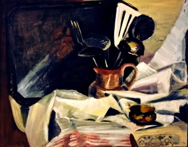 Painting titled "Натюрморт кухонный" by Galina Gonharova, Original Artwork, Oil