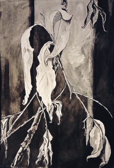 Painting titled "Листья осенью" by Galina Gonharova, Original Artwork, Gouache