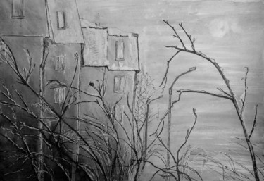 Dessin intitulée "В морозное утро" par Galina Gonharova, Œuvre d'art originale, Stylo à bille