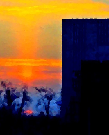 Цифровое искусство под названием "Закат над городом" - Galina Gonharova, Подлинное произведение искусства, 2D Цифровая Работа