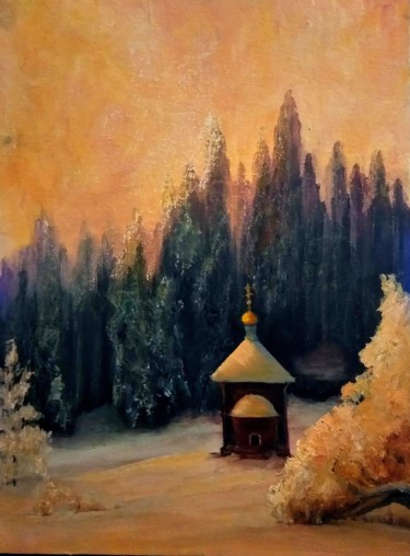 Painting titled "Тишина" by Galina Gonharova, Original Artwork, Oil