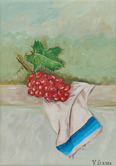 Painting titled "Grapes" by Galia V, Original Artwork, Acrylic