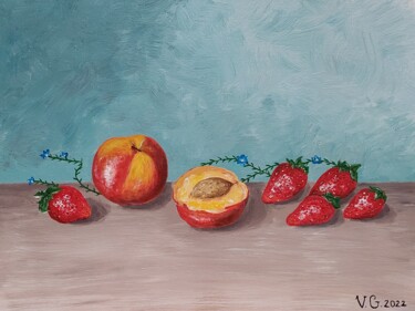 Ζωγραφική με τίτλο "Fruits on the table" από Galia V, Αυθεντικά έργα τέχνης, Ακρυλικό